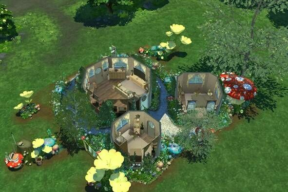 Mushroom Cottage 2 sims 4 cc mushroom cottage 3