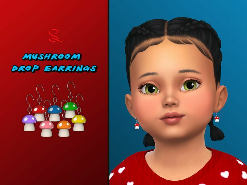 Mushroom Drop Earrings For Toddlers By Simlasya 1 Mushroom Drop Earrings For Toddlers By Simlasya Sims 4 CC