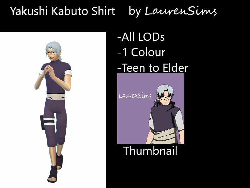 Naruto: Yakushi Kabuto Shirt By Laurensims 1 Naruto: Yakushi Kabuto Shirt By Laurensims Sims 4 CC
