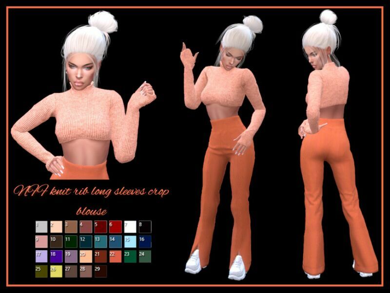 NFF Knit RIB Long Sleeves Crop Blouse By Nadiafabulousflow 1 NFF Knit RIB Long Sleeves Crop Blouse By Nadiafabulousflow Sims 4 CC