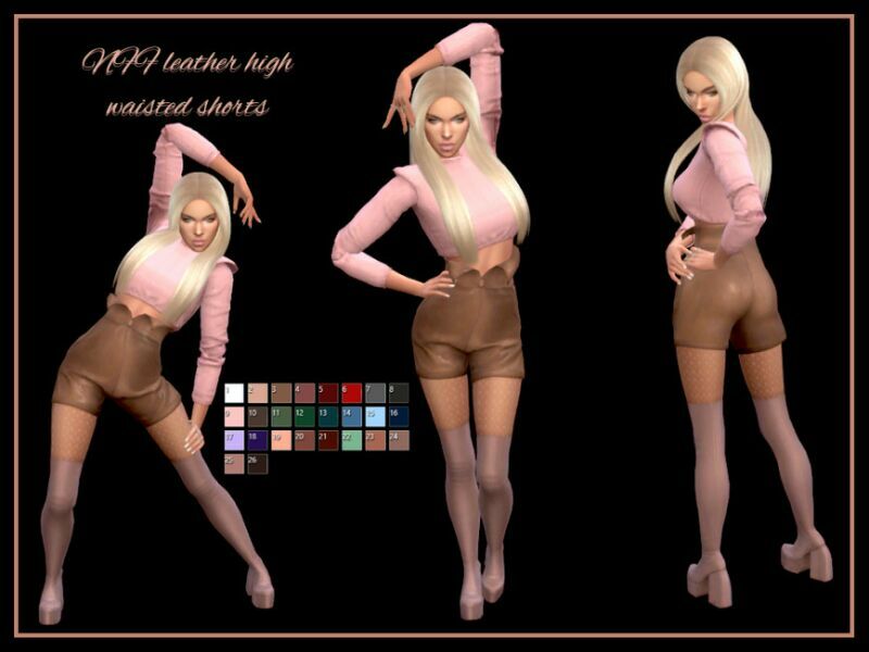 NFF Leather High Waisted Shorts By Nadiafabulousflow 1 NFF Leather High Waisted Shorts By Nadiafabulousflow Sims 4 CC