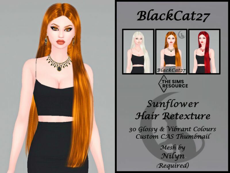 Nilyn Sunflower Hair Retexture (Mesh Needed) By Blackcat27 1 Nilyn Sunflower Hair Retexture (Mesh Needed) By Blackcat27 Sims 4 CC