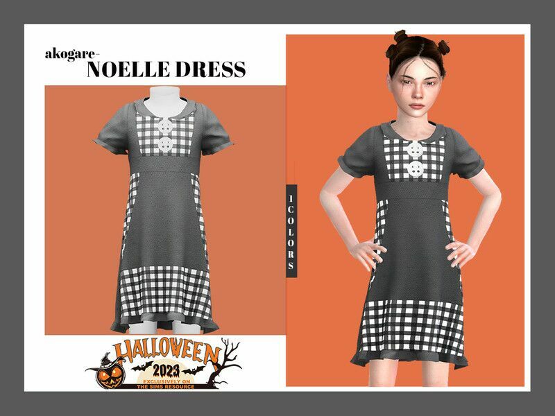 Noelle Dress By _Akogare_ 1 Noelle Dress By _Akogare_ Sims 4 CC