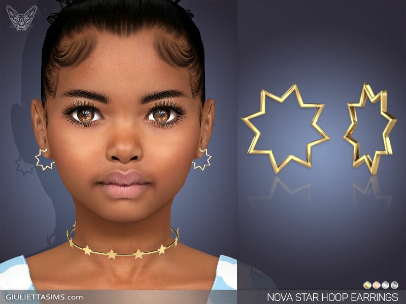 Nova Star Hoop Earrings For Kids By Giulietta 1 Nova Star Hoop Earrings For Kids By Giulietta Sims 4 CC