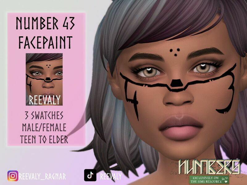Number 43 Facepaint 1 Number 43 Facepaint Sims 4 CC