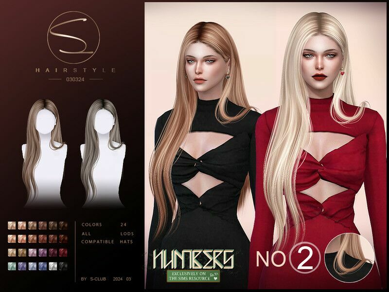 (Numbers Collection)Shawl Long Hairstyle 030324 1 (Numbers Collection)Shawl Long Hairstyle 030324 Sims 4 CC