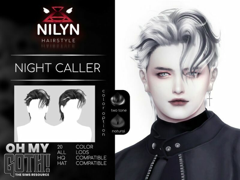 OH MY Goth Night Caller Hair – NEW Mesh By Nilyn 1 OH MY Goth Night Caller Hair – NEW Mesh By Nilyn Sims 4 CC