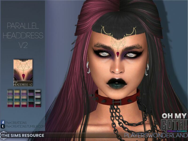 OH MY Goth – Parallel Headdress V2 By Playerswonderland 1 OH MY Goth – Parallel Headdress V2 By Playerswonderland Sims 4 CC