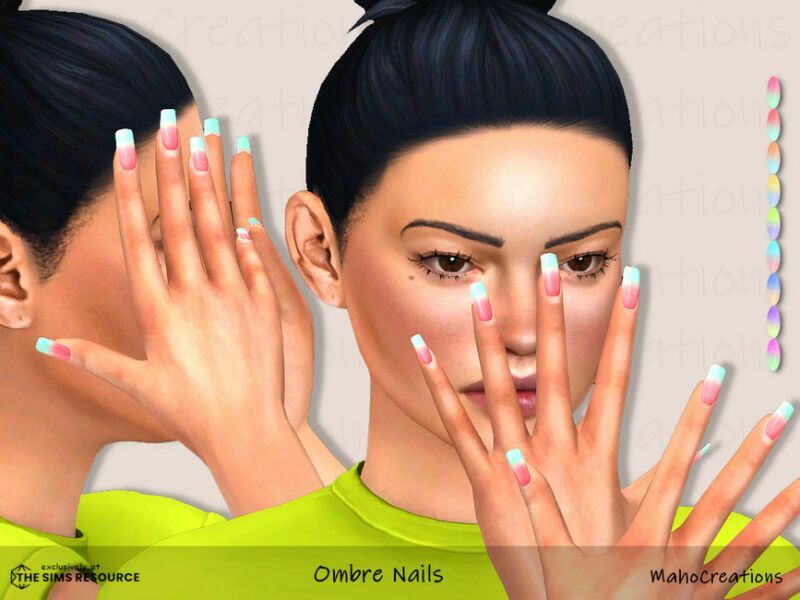 Ombre Nails By Mahocreations 1 Ombre Nails By Mahocreations Sims 4 CC