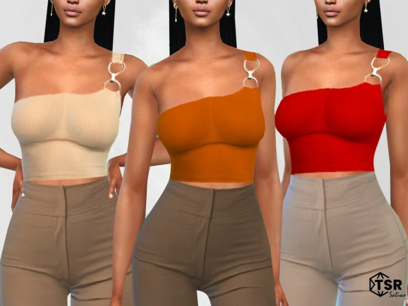 ONE Shoulder Ring Tops By Saliwa 1 ONE Shoulder Ring Tops By Saliwa Sims 4 CC