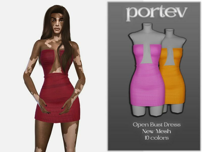 Open Bust Dress By Portev 1 Open Bust Dress By Portev Sims 4 CC