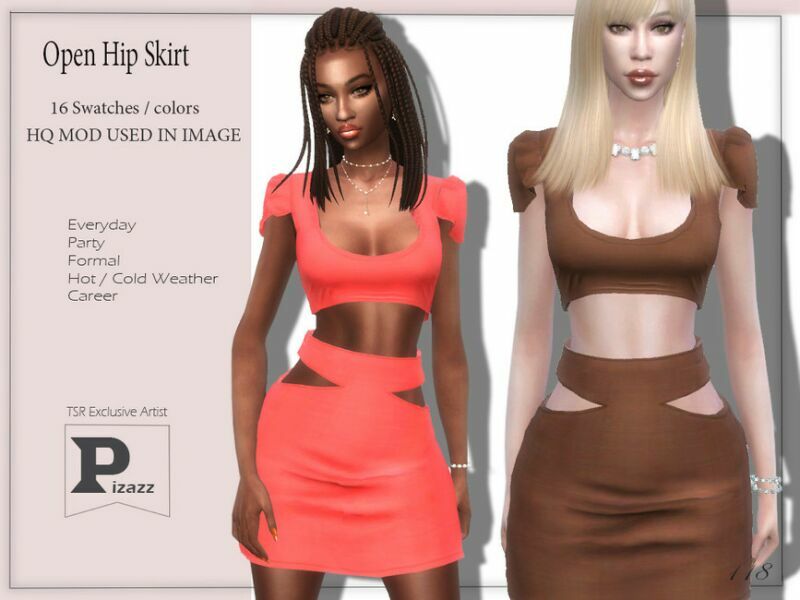 Open HIP Skirt By Pizazz 1 Open HIP Skirt By Pizazz Sims 4 CC