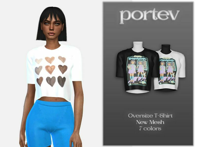 Oversize T-Shirt By Portev 1 Oversize T-Shirt By Portev Sims 4 CC
