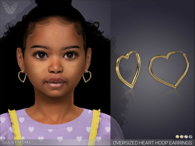 Oversized Heart Hoop Earrings For Kids By Feyona 1 Oversized Heart Hoop Earrings For Kids By Feyona Sims 4 CC