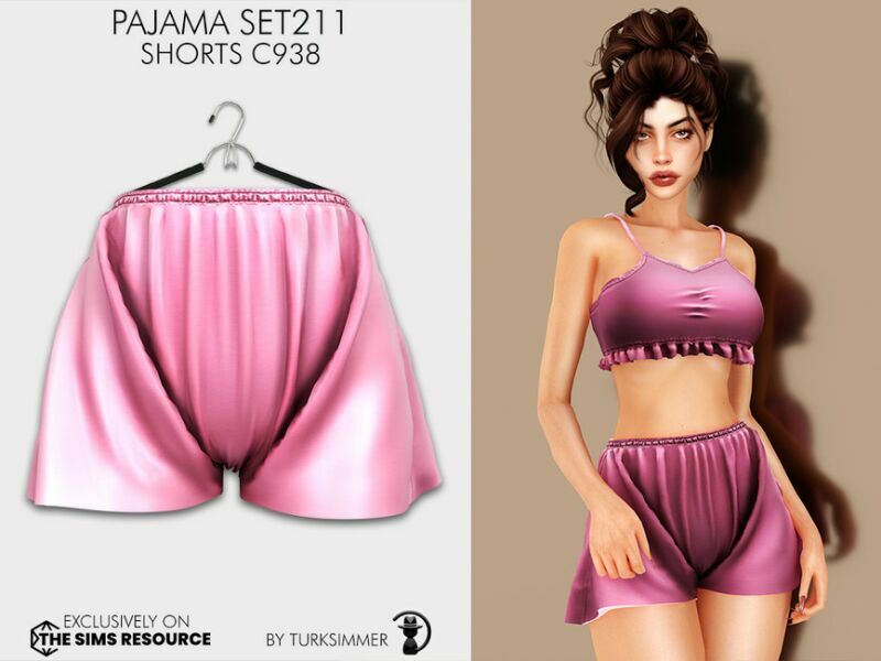 Pajama SET211 – Shorts C938 By Turksimmer 1 Pajama SET211 – Shorts C938 By Turksimmer Sims 4 CC