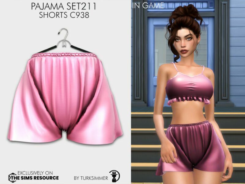 Pajama SET211 – Shorts C938 By Turksimmer 2 sims 4 cc pajama set211 shorts c938 by turksimmer 2