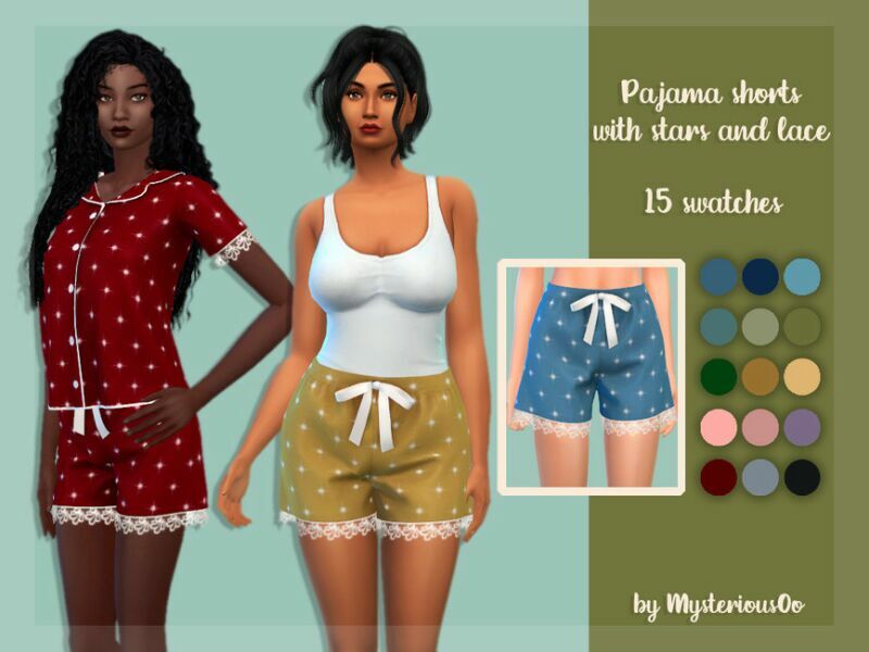 Pajama Shorts With Stars And Lace By Mysteriousoo 1 Pajama Shorts With Stars And Lace By Mysteriousoo Sims 4 CC