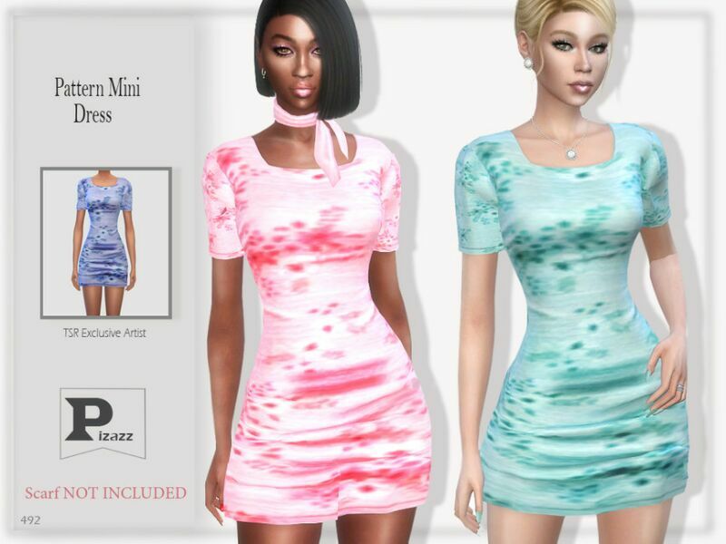 Pattern Mini Dress By Pizazz 1 Pattern Mini Dress By Pizazz Sims 4 CC