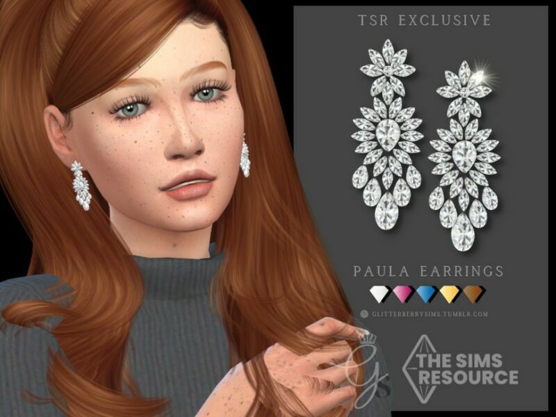 Paula Earrings By Glitterberryfly 1 Paula Earrings By Glitterberryfly Sims 4 CC