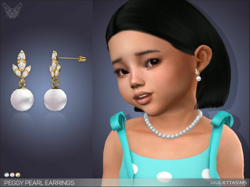 Peggy Pearl Earrings For Toddlers By Feyona 1 Peggy Pearl Earrings For Toddlers By Feyona Sims 4 CC