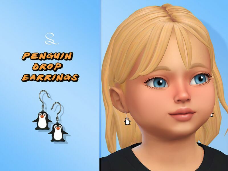 Penguin Drop Earrings For Toddlers By Simlasya 1 Penguin Drop Earrings For Toddlers By Simlasya Sims 4 CC