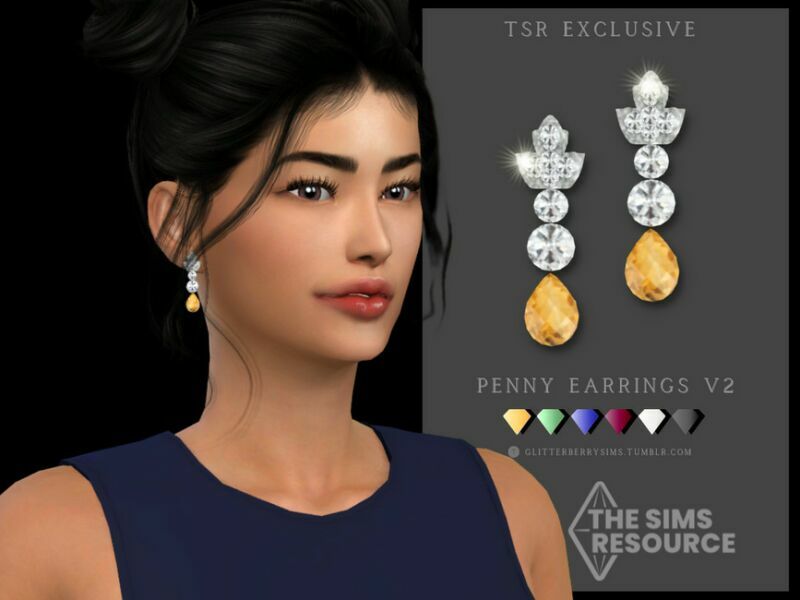 Penny Earrings V2 By Glitterberryfly 1 Penny Earrings V2 By Glitterberryfly Sims 4 CC