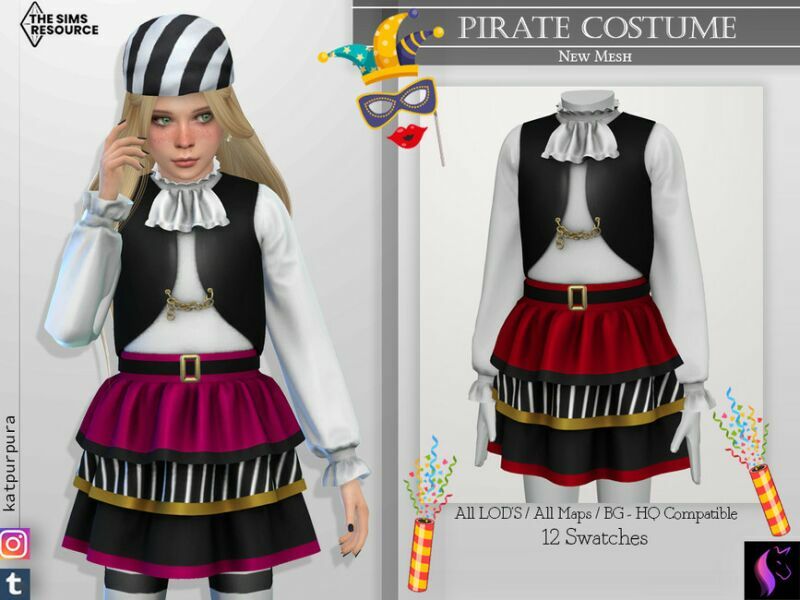 Pirate Costume By Katpurpura 1 Pirate Costume By Katpurpura Sims 4 CC