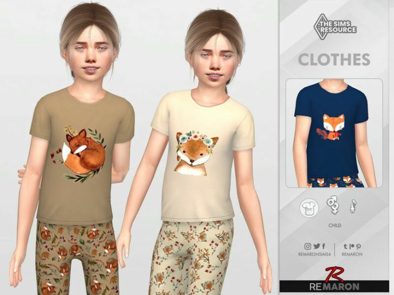 PJ FOX Shirt 01 For Child By Remaron 1 PJ FOX Shirt 01 For Child By Remaron Sims 4 CC