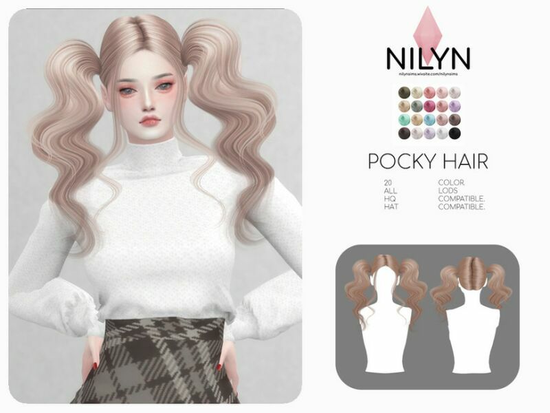 Pocky Hair – NEW Mesh By Nilyn 1 Pocky Hair – NEW Mesh By Nilyn Sims 4 CC