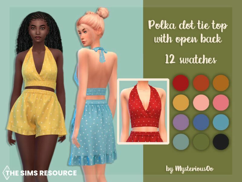 Polka DOT TIE TOP With Open Back By Mysteriousoo 1 Polka DOT TIE TOP With Open Back By Mysteriousoo Sims 4 CC
