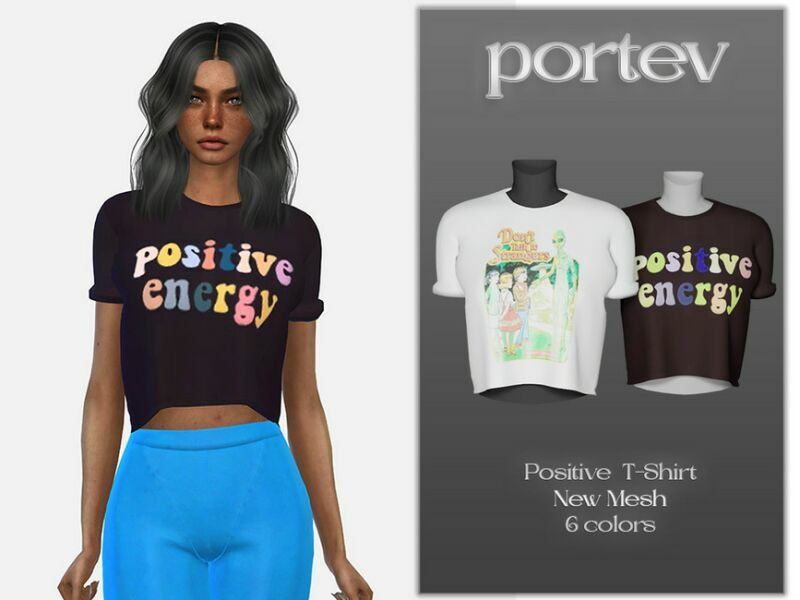 Positive T-Shirt By Portev 1 Positive T-Shirt By Portev Sims 4 CC