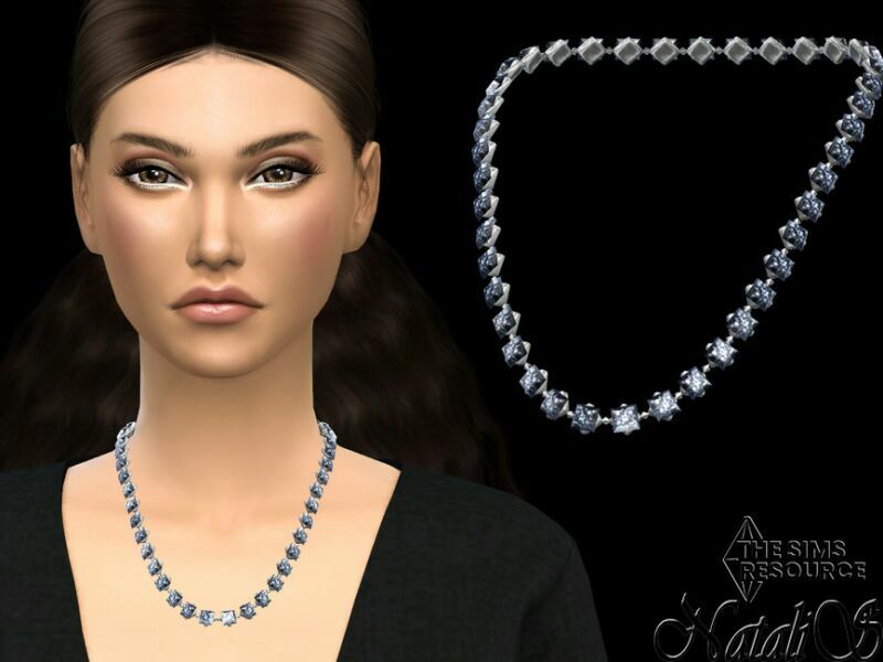 Princess CUT Crystals Long Necklace By Natalis 1 Princess CUT Crystals Long Necklace By Natalis Sims 4 CC