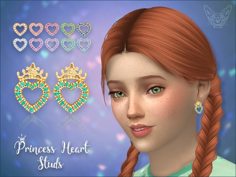 Princess Heart Stud Earrings For Kids By Giulietta 1 Princess Heart Stud Earrings For Kids By Giulietta Sims 4 CC