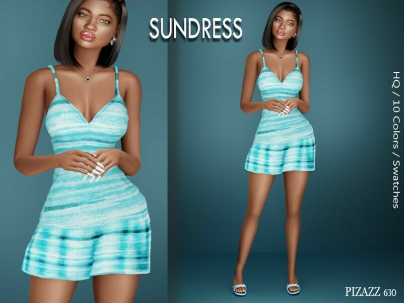 Printed Sundress By Pizazz 1 Printed Sundress By Pizazz Sims 4 CC