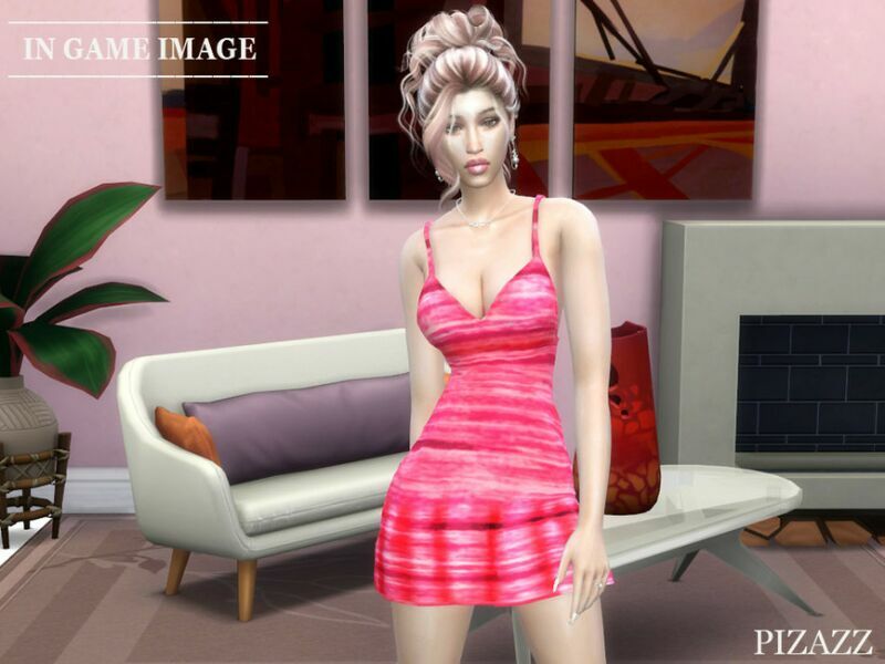 Printed Sundress By Pizazz 2 sims 4 cc printed sundress by pizazz 2