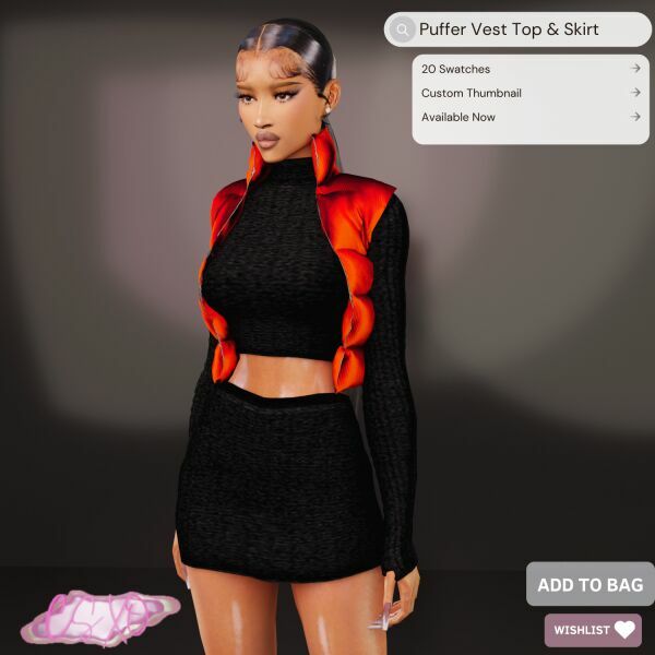 Puffer Vest TOP & Skirt 1 Puffer Vest TOP & Skirt Sims 4 CC