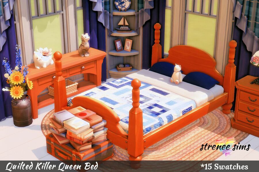 Quilted Killer Queen BED 1 Quilted Killer Queen BED Sims 4 CC