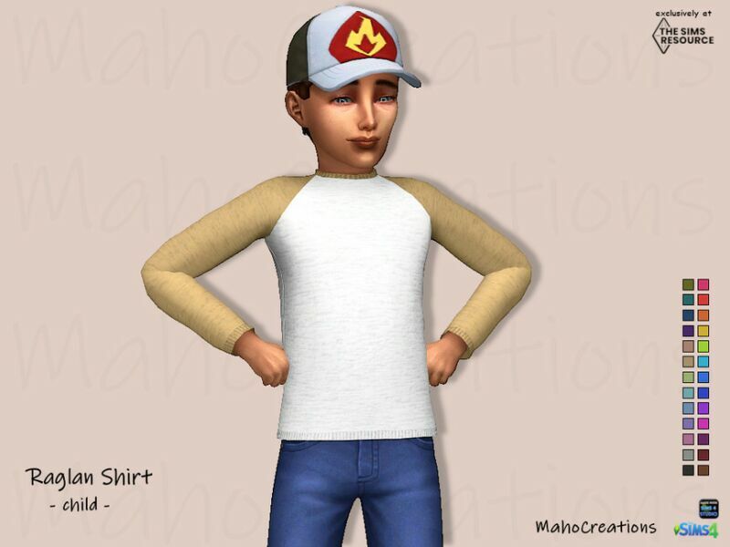 Raglan Shirt – Child By Mahocreations 1 Raglan Shirt – Child By Mahocreations Sims 4 CC