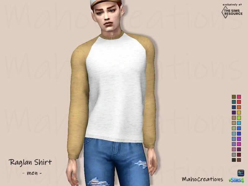 Raglan Shirt – MEN By Mahocreations 1 Raglan Shirt – MEN By Mahocreations Sims 4 CC