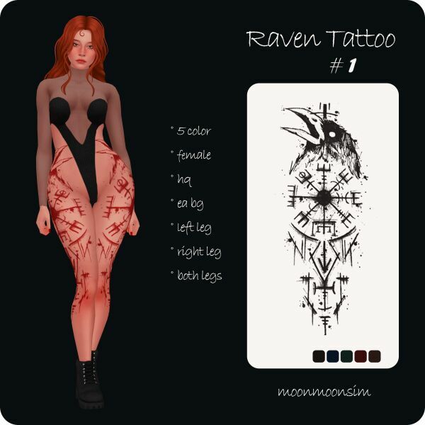 Raven Tattoo By Moonmoonsim 1 Raven Tattoo By Moonmoonsim Sims 4 CC