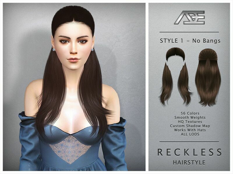 ‘Reckless – Style 1 Without Bangs (Hairstyle) / Female’ 1 ‘Reckless – Style 1 Without Bangs (Hairstyle) / Female’ Sims 4 CC