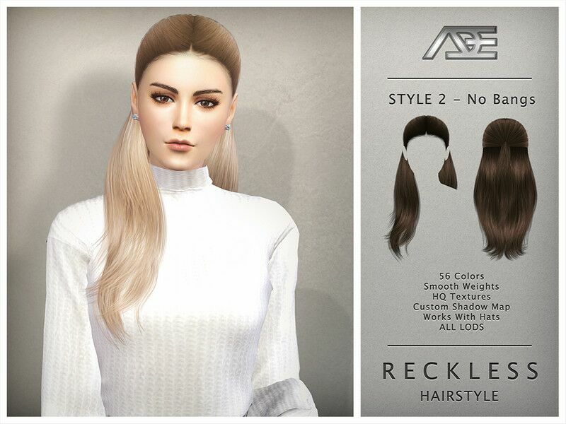 ‘Reckless – Style 2 Without Bangs (Hairstyle) / Female’ 1 ‘Reckless – Style 2 Without Bangs (Hairstyle) / Female’ Sims 4 CC