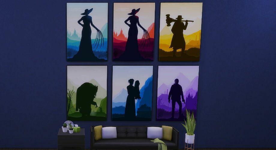 Resident Evil Village Silhouette Wall ART By Geekygamingstuff 2 sims 4 cc resident evil village silhouette wall art by geekygamingstuff 2