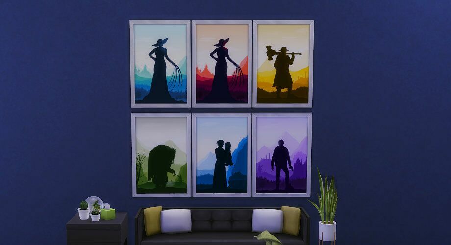 Resident Evil Village Silhouette Wall ART By Geekygamingstuff 3 sims 4 cc resident evil village silhouette wall art by geekygamingstuff 3