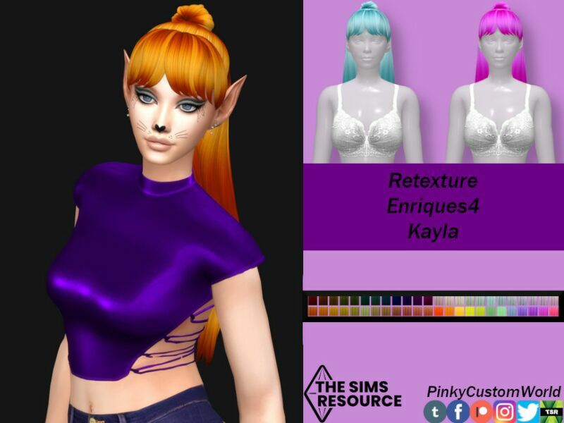 Retexture Of Kayla Hair By Enriques4 By Pinkycustomworld 1 Retexture Of Kayla Hair By Enriques4 By Pinkycustomworld Sims 4 CC