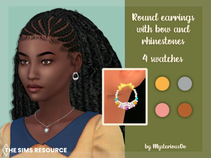 Round Earrings With BOW And Rhinestones By Mysteriousoo 1 Round Earrings With BOW And Rhinestones By Mysteriousoo Sims 4 CC