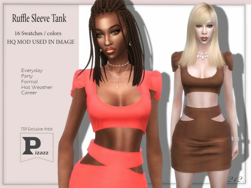 Ruffle Sleeve Tank By Pizazz 1 Ruffle Sleeve Tank By Pizazz Sims 4 CC