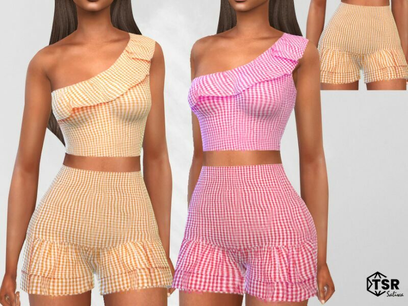 Ruffled Plaid Shorts By Saliwa 1 Ruffled Plaid Shorts By Saliwa Sims 4 CC