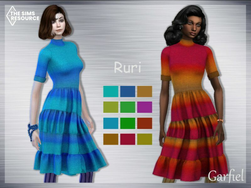 “Ruri” Gradient Dress By Garfiel 1 “Ruri” Gradient Dress By Garfiel Sims 4 CC