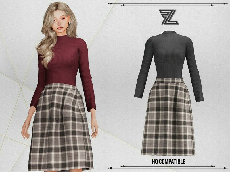 Sana Wool Dress By Forlima 1 Sana Wool Dress By Forlima Sims 4 CC